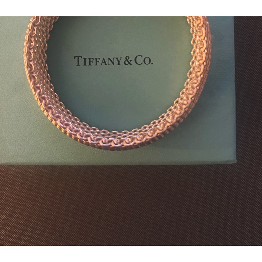 Authentic Tiffany & Co., Sterling Silver Mesh bracelet.